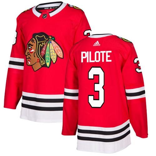 Adidas Men Chicago Blackhawks #3 Pierre Pilote Red Home Authentic Stitched NHL Jersey->chicago blackhawks->NHL Jersey